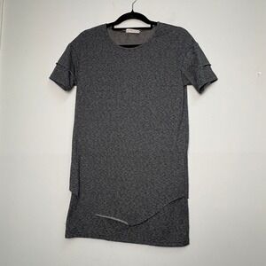 Kollar Handcrafted Cut & Sewn Heather Gray Asymmetrical Layered T-Shirt Small